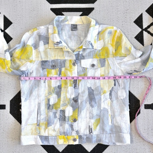 Simply Art by Dolcezza Woven Linen Bomber Jacket in Citron Mist I Medium - Picture 5 of 11